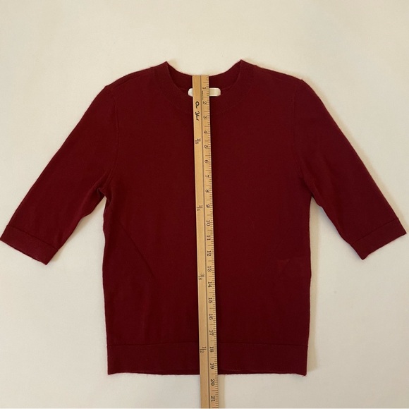 CO Short Sleeve Cashmere Sweater in Red Bordeaux XS Quiet Luxury Minimalist $595 - Picture 9 of 13